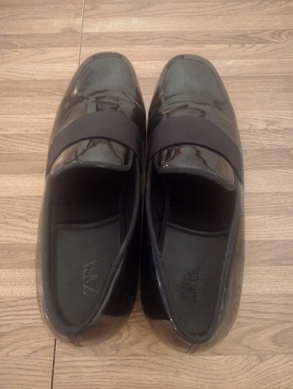Men's Size 9.5 Zara Black Patent Slip-On Loafers